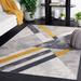 Black/Gray 90 x 63 x 0.25 in Indoor Area Rug - Orren Ellis Jenuel Geometric Machine Woven Polyester Area Rug in Gray/Gold/Black Polyester | Wayfair