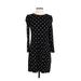 Old Navy Casual Dress - Shift Crew Neck 3/4 sleeves: Black Polka Dots Dresses - Women's Size Small