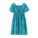 NKOOGH Poofy Dresses for Girls Toddler Wedding Dress Girls Toddler Kids Neck Short Sleeves Casual Soild Maxi Dress Dress