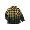 Mubineo Kid Boy Girl Autumn Winter Coat Gradient Plaid Print Long Sleeve Lapel Jacket Button Closure Shirt