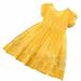 B91xZ Tulle Prom Dress Girls Lace Lace Dress Summer Princess Dress Children s Bow Embroidery Fly Sleeve Toddler Girls Dress Yellow 5-6 Years