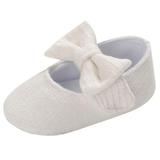 6-9 Months Baby Girls Shoes Infant Mary Jane Flats Princess Wedding Dress Baby Sneaker Shoes Toddler Kid Baby Girls Princess Cute Toddler Solid Color Bow-knot Soft Sole Shoes White
