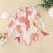 Gubotare Summer Toddler Girls Long Sleeve Ruffles Colour Tie Dye Gradient Prints 1 Piece Swimwear Beach Girls Bathing Suits 16 Pink 4-5 Years