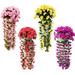 Artificial Wisteria Vine Fake Flowers Hanging Plant Wall Home Balcony Basket Decor Valentine s Day Decorations Simulation Violet Party Wedding Decoration 4Pcs