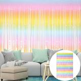 Hesroicy Pastel Rainbow Fringe Curtain - Bright Colors Macaron Gradient Fancy and Charming Perfect as a Photo Backdrop Curtain and Party Accessory