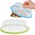 Microwave Splatter Cover 2 Pack Small Microwave Plate Cover for Food 7.9 Microwave Accessories with Silicone Ring BPA Free & Dishwasher Safe Fruit Vegetable Container (Blue Green)