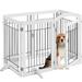 Topeakmart 33â€³H 6-Panel Foldable Pet Gate Puppy Safety Fence with 3 Support Feet for Doorway Stairs White