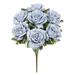 Set of 2 Deluxe Dusty Blue Artificial Elegant Rose Flower Stem Bush Bouquet 17in - 17" L x 10" W x 10" DP