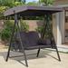 PURPLE LEAF 2-seat Outdoor Porch Swing with Adjustable Tilt Canopy and Stand