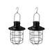 Glitzhome 9.75"H Set of 2 Metal Wire Solar Powered Outdoor Hanging Lantern
