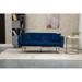 Velvet Sofa , Accent sofa .loveseat sofa with rose gold metal feet and Teal Velvet.