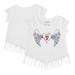 Girls Youth Tiny Turnip White Texas Rangers Angel Wings Fringe T-Shirt