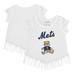 Girls Youth Tiny Turnip White New York Mets Girl Teddy Fringe T-Shirt