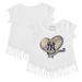 Girls Youth Tiny Turnip White New York Yankees Heart Banner Fringe T-Shirt