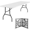 8FT Folding Table Camping Table Plastic Foldable Table Picnic Table for Outdoor Office Parties Camping