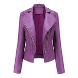 Pgeraug Jackets for Women Womens Leather Jackets Motorcycle Coat Short Lightweight Pleather Crop Coat Coats for Women Purple S