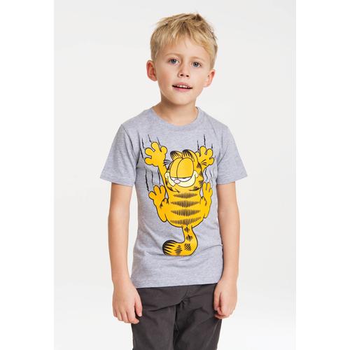 „T-Shirt LOGOSHIRT „“Garfield““ Gr. 92, grau (grau, meliert) Mädchen Shirts T-Shirts mit witzigem Print“