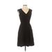 Ann Taylor Casual Dress - A-Line V Neck Sleeveless: Black Print Dresses - Women's Size 2