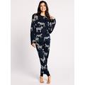 CHELSEA PEERS Long Crew Zebra Printed Set, Navy, Size L, Women