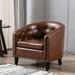 Tufted Barrel ChairTub Club, Single Sofa Chair for Living Room Bedroom Small Space, Armchair with Nailheads and Solid Wood Legs