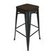 Gene 30 Inch Bar Stool with Industrial Style Wood Seat, Black Metal Frame