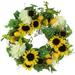 Primrue 26" Lighted Polyvinyl Chloride (PVC) Wreath Traditional Faux in Green/White/Yellow | 24 H x 24 W x 10 D in | Wayfair
