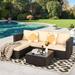 Latitude Run® Gotelinde 5 Piece Sectional Seating Group w/ Cushions Synthetic Wicker/All - Weather Wicker/Metal/Wicker/Rattan/Rust - Resistant Metal | Outdoor Furniture | Wayfair