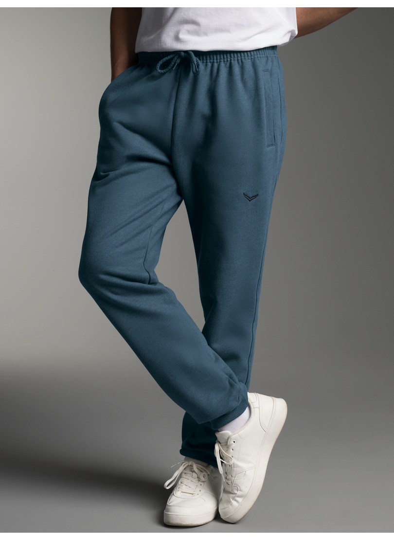 Sweathose TRIGEMA "TRIGEMA Sweathose", Herren, Gr. M, US-Größen, blau (jeans, melange), 70% Baumwolle, 30% Polyester, Hosen Sweathose