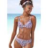 Bügel-Bikini-Top S.OLIVER "Scatter", Damen, Gr. 40, Cup F, lila (lila, bedruckt), Recycling-Polyamid, Microfaser, floral, Bikini-Oberteile, mit kleinen Ringen an den Trägern