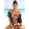 Bügel-Bandeau-Bikini BUFFALO, Damen, Gr. 34, Cup E, bunt (braun, apricot), Recycling-Polyamid, bedruckt, floral, gepunktet, Bikini-Sets, im Mustermix, Topseller
