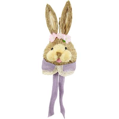 Dekofigur I.GE.A. "Tierfigur Bast-Hasenkopf Hase Osterhasen Deko Ostern Osterdeko", lila (violett), B:16cm H:60cm, sonstige Fasern, Baumwolle, Dekofiguren, Türdeko Wanddeko Osterfigur Frühlingsdeko Dekohase Skulptur Frühling Image