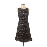 White House Black Market Casual Dress - A-Line: Black Brocade Dresses - Women's Size 2
