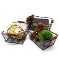 CVHOMEDECO. Primitives Chicken Wire Gathering Baskets with Wood Handle Rectangular Farmhouse Storage Baskets Set, Rusty, Set of 3