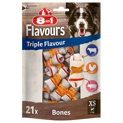 21 Stück 8in1 Triple Flavour Kauknochen XS Hundesnacks