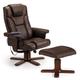 Malmo Faux Leather Massage Recliner and Stool Brown