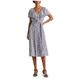 Lauren by Ralph Lauren Roksana-short Sleeve-day Dress - Blue/cream/pink, Blue, Size 8, Women