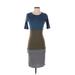 Lularoe Casual Dress Crew Neck Short sleeves: Gray Color Block Dresses - New - Women's Size 2X-Small