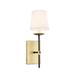 Everly Quinn Solid Brass Candle Wall Light Metal/Fabric in Black/White/Yellow | 14 H x 4.5 W x 4.5 D in | Wayfair 6F79EC77B83246158CB89418588FD82D