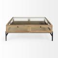 Birch Lane™ 4 Legs Coffee Table w/ Storage Wood/Glass/Metal in Black/Brown | 15 H x 43.5 W x 42 D in | Wayfair 2A9AC6701DC74214B7BF3181CE526478