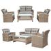 Red Barrel Studio® 4 Piece Sofa Seating Group w/ Cushions Synthetic Wicker/All - Weather Wicker/Wicker/Rattan in Gray/Brown | Outdoor Furniture | Wayfair
