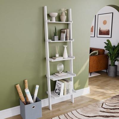 Home Discount - York 5 Tier Ladder Shelf Unit Bookcase Shelving Display Stand Rack Storage, White Image