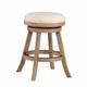 Liam 24 Inch Wood Counter Stool, Swivel Seat, High Density Foam Cushion, Ivory