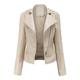 Yubnlvae Jackets For Women Womens Leather Jackets Motorcycle Coat Short Lightweight Pleather Crop Coat Beige XXL