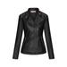 TAIAOJING Womens Shacket Jacket Zipper Coat jacket Leather Short Outwear Biker Soft Motorcycle Leather Long Sleeve Leater Jacket Coat