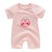 Newborn Baby Boy Girl Clothes Infant Romper Bodysuits Newborn Toddler Baby Girls Boys Bodysuit Summer Short Sleeve One-piece Cartoon Romper Jumpsuit Pink 6-9 Months