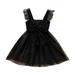 ASEIDFNSA Girls Chiffon Maxi Dress 12 Month Old Dress Summer Black Princess Dress Lace Stitching Suspender Princess Dress Polka Dot Girls Dress Children Girls Casual Dress