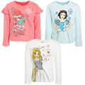 Disney Princess Rapunzel Snow White Ariel 3 Pack Long Sleeve T-Shirts Toddler to Big Kid