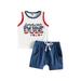 4th of July Toddler Baby Boy Clothes American Dude Vest Tank Top and Shorts Set Summer Independence Day Outfits