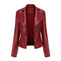 Pgeraug Jackets for Women Womens Leather Jackets Motorcycle Coat Short Lightweight Pleather Crop Coat Coats for Women Xl