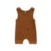 Newborn Toddler Baby Girls Boys Romper Summer Clothing Solid Sleeveless Button Pocket Casual Jumpsuits